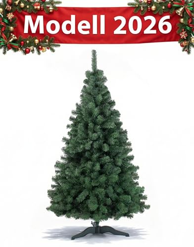 DecoKing Künstlicher Weihnachtsbaum 180 cm - PVC Tannenbaum künstlich inkl. Stabiler Ständer, Ø 105 cm, einfach aufzubauen - Christbaum Tanne unecht Grün Hergestellt in der EU, Lena