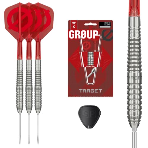 Target Darts GROUP O Steeldarts 50 % Tungsten Swiss Point 23G B01 | Professionelles Dart-Set, Stahlspitzen-Sets, Nr. 6 K Flex-Flügel & Schäfte, SP, Swiss Point-Werkzeug, breite Barrels