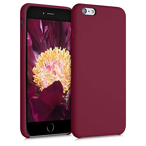 kwmobile Hülle kompatibel mit Apple iPhone 6 Plus / 6S Plus Hülle - Silikon Handy Case - Handyhülle weiche Oberfläche - kabelloses Laden - Rhabarber Rot