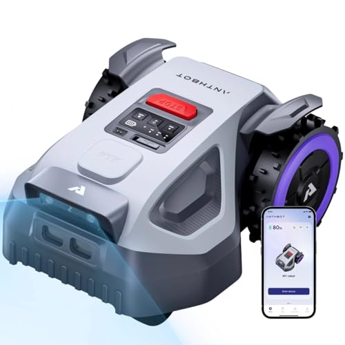 ANTHBOT M5 Mähroboter ohne Begrenzungskabel, Neuer Genie mit RTK-Navigation und Dual-Vision, KI-Hindernisvermeidung, App-Steuerung, für Gärten bis 500 m² (max. 700 m²), Rasenroboter mit 45% Steigung