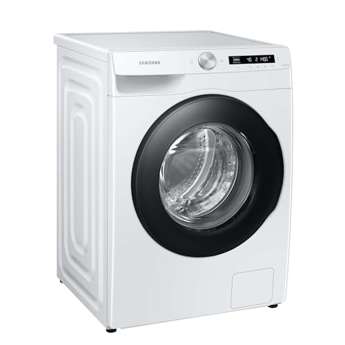 Samsung WW90T504AAWCS2 Waschmaschine, 9 kg, 1.400 U/min, Extra energiesparend, EEK: A (-10 %), AI Ecobubble, AI Control, SmartThings App und AI Energy Mode, Hygiene-Dampfprogramm, Weiß