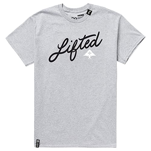 LRG RG Herren-T-Shirt mit abgewinkeltem Schriftzug, kurzärmelig, Grau, Athletic Heather Grey, L