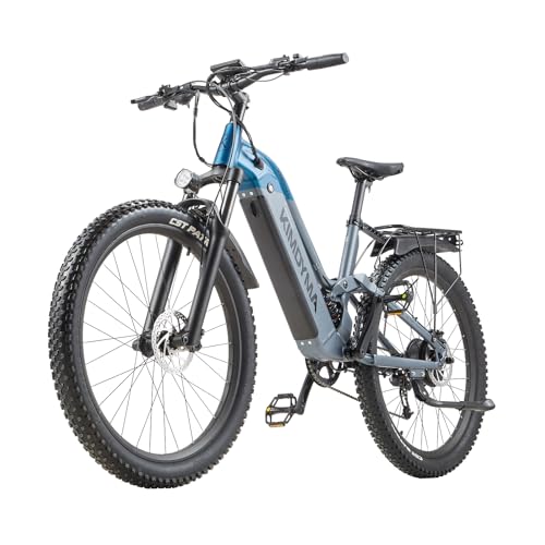 BURCHDA E Bike elektrofahrräder herren damen, Ebike 48V 20Ah(960Wh) Akku bis 140km, 27.5x2.8 Zoll electric bike 9-Gang Getriebe mit LCD-Display,Vollfederung E fahrrad 250W Motor 80 N.m, KO1 (K02 Blau)