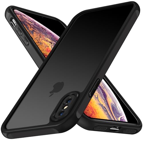 ivoler Hülle für iPhone XS und iPhone X 5.8 Zoll, [Vollständiger Kameraschutz] [Militärstandard] Stoßfest Handyhülle, Matt Durchscheinende Rückseite Anti-Fingerabdruck Schutzhülle Case (Schwarz)