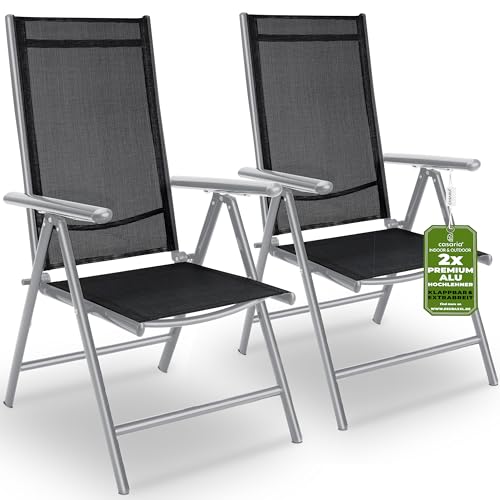 Casaria® Gartenstühle 2er Set Hochlehner Klappbar 8-Fach Verstellbar Camping Stuhl Aluminium Wetterfest Klappstuhl 120kg Belastbarkeit Garten Balkon