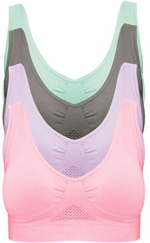 Pretty Seamless BH ohne Bügel Nahtloser Sport BH im 4er Pack für Sport Freizeit und Beruf