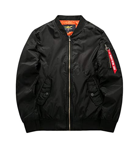 MisFox Herren Bomberjacke MA-1 Stehkragen Fliegerjacke Wasserdicht Blouson Herbst und Winter Retro Jacke Winddichte Bomber Piloten Jacket mit Reißverschluss Taschen