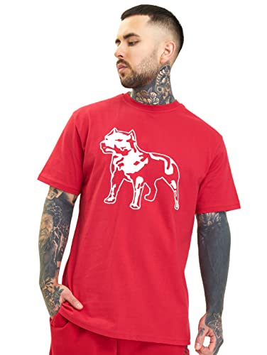 Amstaff Herren Logo 2.0 T-Shirt | Baumwolle & Rundhalsausschnitt | Lockere Passform | Atmungsaktiv | Rot Weiß L