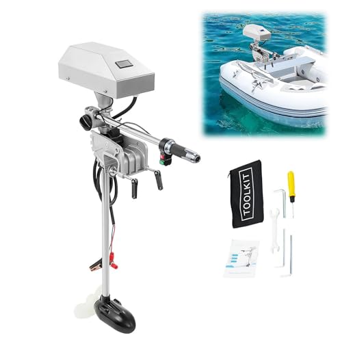HUOMMGS Elektromotor Boot Außenbordmotor 1500W Angelboot Elektro Motor 12-24V Außenborder mit Stufenloser & LED Display E Motor Boot Aussenborder für 2-4,5m Boot Elektro Bootsmotor
