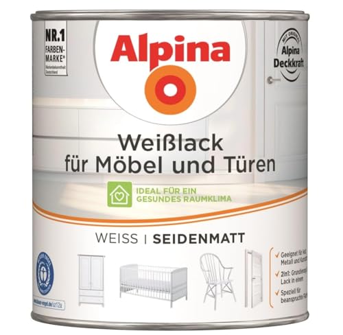 Alpina Weißlack für Möbel und Türen 750ml seidenmatt