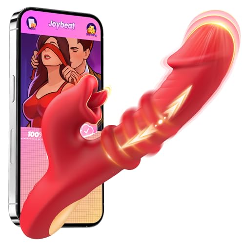 Cacuola Vibrator Sex Spielzeug für die Frau, 50 Mal/Min Intensiv Stoßen Gleitring Lecken Dildo, APP Sexspielzeug Vibratorensets für Frauen Klitoris, Vibration für Frauen Analdildos Sex Toys