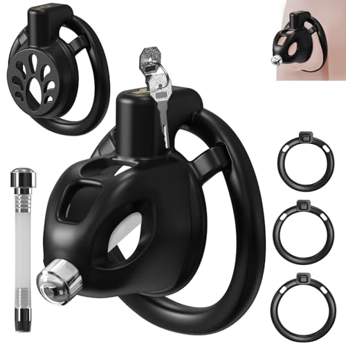 Himitsuna Peniskäfig 2 Set Keuschheitskäfig Herren mit 3 Penisring, SM Sexspielzeug Chastity Cage Männer mit Harnröhrenkatheter Extrem Erotik Sex