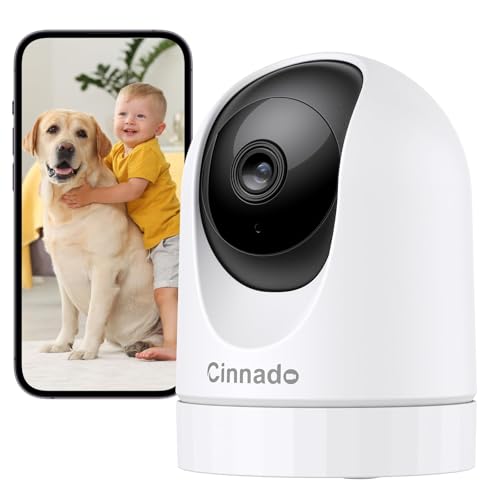 Cinnado Überwachungskamera Innen - 2K Babyphone mit Kamera, 360 Grad WLAN Indoor Hundekamera mit APP, Automatische Verfolgung, Zwei-Wege-Audio, Bewegungserkennung, Nachtsicht