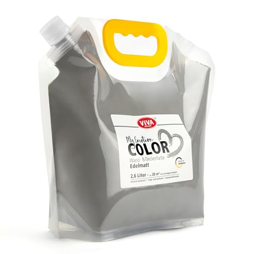 Viva Decor My Emotion Color 2,6 Liter - Verborgene Eleganz - Matte, Dunke Graue Wandfarbe & Deckenfarbe, Hohe Deckkraft, Geruchsneutral &Tropfarm. Innenfarbe für Wohnzimmer, Kinder- & Schlafzimmer