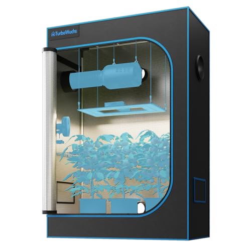 Grow Zelt 120x60x180 cm – 1680D Oxford Indoor Grow Tent mit Diamant Mylar, Lichtdicht & Wasserdicht, Stabiler Metallrahmen, Hochleistungs-Reißverschluss, Belüftung & Bodenwanne