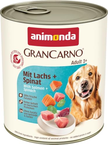 animonda GranCarno Adult Hunde Nassfutter mit Lachs + Spinat (6 x 800 g)