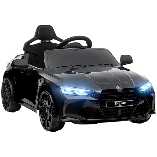 AIYAPLAY Kinder Elektroauto 12V Kinderauto mit 2,4 GHz Fernbedienung, 2 Motor, Kinderfahrzeug mit Hupe, LED, Musik, Sanftstart, Elektrofahrzeug mit Hilfsrad, für 3-5 Jahre Kinder, Schwarz