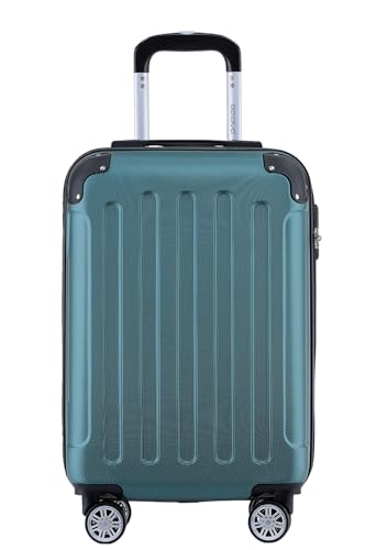 BEIBYE- Hartschalenkoffer Koffer Trolley Rollkoffer Reisekoffer Zahlenschloß 4 Zwilings-Rollen (Forest-Green, Small-55cm)