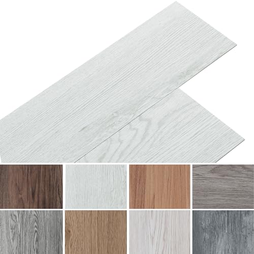 INMOZATA PVC-Bodenbelag 36Stk selbstklebende Vinyl-Bodenbelag wasserdichte Bodenaufkleber für Küche Bad Haus Bodenfliese, 91.5 X 15.2CM, Hellgrau