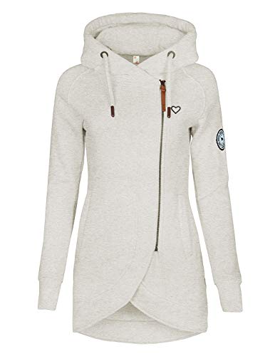 ELFIN Damen Jacken Sweatjacket Damen Sweatjacke mit Kapuze,Leicht Grau,M