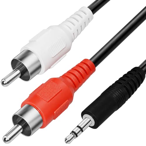 Retoo Aux Cinch Kabel, 3,5mm Klinke auf 2x RCA Stecker (Rot/Weiß), 150cm Audiokabel für Hi-Fi Stereo-Anlagen, Receiver & Kopfhörerbuchsen