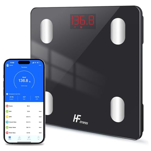 Körperfettwaage Personenwaage mit App – HomeFashion HFitness Digitale Waage Bluetooth, 19 Körperdaten, BMI, iOS & Android