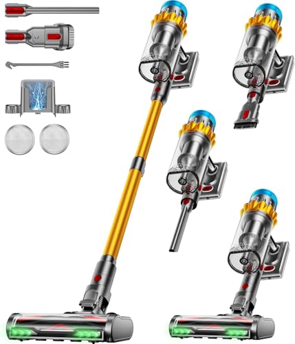 JRFYHFT Akku Staubsauger, 50kPa/650W/70Min Staubsauger Kabellos,mit OLED-Display und 1,8-Liter-Behälter, Leistungsstarker, Geeignet für Teppiche, Hartböden und Haare