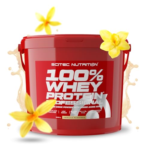 Scitec Nutrition 100% Whey Protein Professional - Angereichert mit zusätzlichen Aminosäuren und Verdauungsenzymen - Glutenfrei - Palmölfrei, 5 kg, Vanille