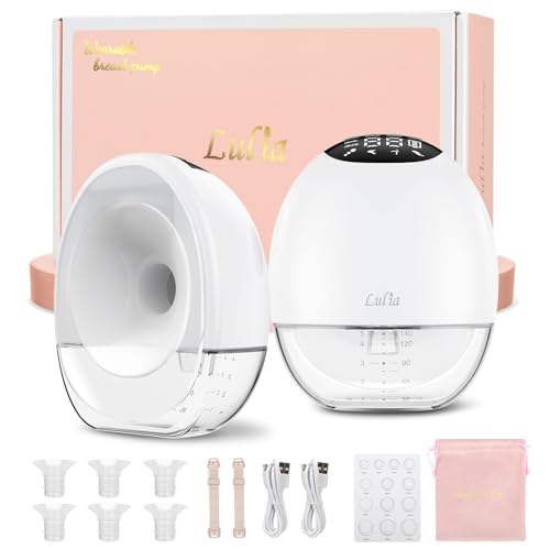 Lulia Milchpumpe Elektrische Doppel, Milchpumpe handsfree mit 4 Modi und 9 Stufen, Tragbare Elektrische Milchpumpen mit 17/19/21/24 mm Flansch, Auslaufsicher, BPA Frei (Weiß-2 Stück)