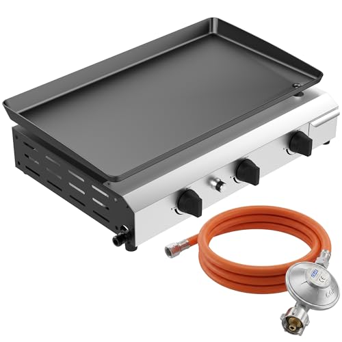 Veralune Gas Plancha, 3-Brenner Gasgrill 6,3 kW, 64*39cm großer Kochbereich
