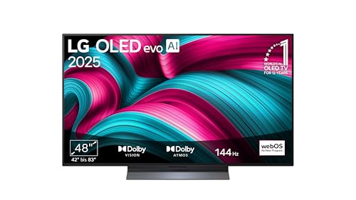 LG OLED48C5ELB, 48 Zoll (121 cm), 4K OLED evo AI TV, α9 Gen8 Prozessor, webOS 25, 120Hz (VRR bis zu 144Hz), Modelljahr 2025