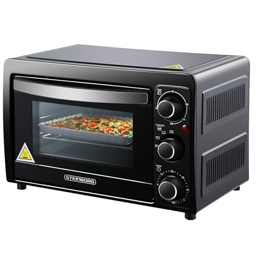 Mini Backofen 15 Liter | Pizzaofen | Minibackofen | 60 min Timer | 100°-230°C | 1200 Watt | Backofen | Krümelblech | Mini Oven | Camping Ofen | Kleiner Backofen | Energiesparend