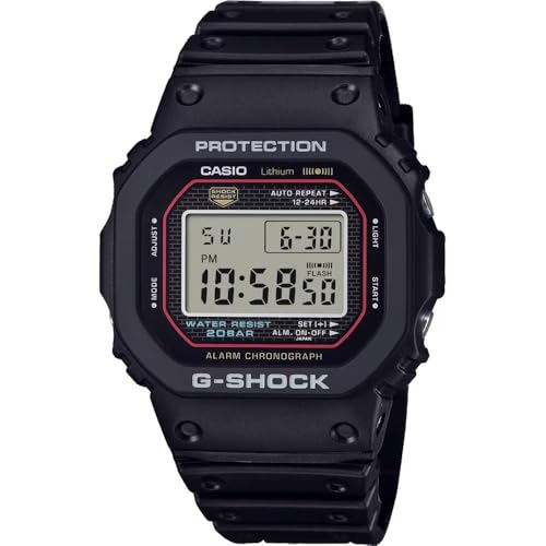 Casio G-Shock DW-5000R-1AER Herren Armbanduhr mit Digitalem Display, Quarzwerk, Stoppuhr, Countdown, Alarm, Beleuchtung, 200 Meter Wasserdicht, Kunststoffband, Schwarz
