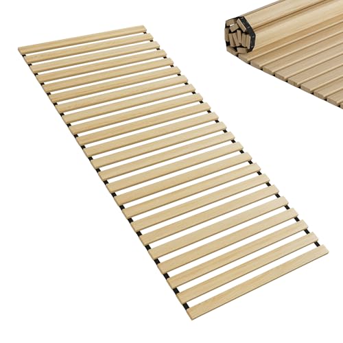 FIVMEN Lattenrost 90x200cm Lattenroste mit 23 Leisten Rolllattenrost Rollrost aus Chinesische Tanne Lattenrahmen mit Schwarz Gummiband für alle Matratzen Geeignet, belastbar bis ca. 300 kg