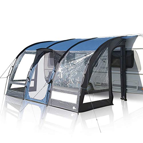 your GEAR Wohnwagenvorzelt Verona 390 Caravan Zelt Teilvorzelt UV 50+ Schutz wasserdicht 5000mm Reisevorzelt Blau Grau