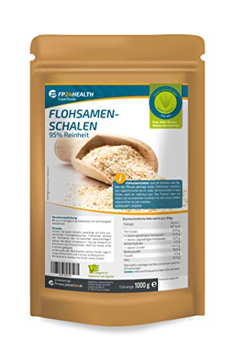 FP24 Health Flohsamenschalen 1000g - hohe Reinheit - Rückstandskontrolliert - 1kg indische Flohsamen Schalen - Zippbeutel - Top Qualität