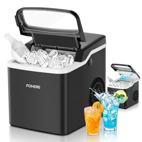 FOHERE 14kg Eiswürfelmaschine Klein, Selbstreinigung, 2 Eiswürfelgrößen