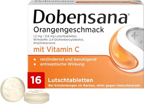 Dobensana, Orangengeschmack 1.2 mg 0.6 mg Lutschtabletten, Orange, Vitamin C, 16 stück