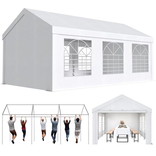 JUMMICO Pavillon Partyzelt 3x6 Wasserdicht Stabil Gartenzelt UV Schutz 50+ Zelt 170g PE Plane Festzelt Bierzelt Gartenpavillon für Garten, Party, Festival, Hochzeit, weiß