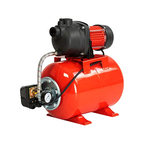 Grafner Hauswasserwerk 1200 Watt (max. 5 bar, 25 Liter Kessel, Fördermenge 3800 Liter/Stunde, Start/Stop Automatik, Druckschalter, Manometer, Trockenlaufschutz) Hauswasserautomat Gartenpumpe