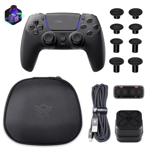 HEXGAMING ULTIMATE PRO Wireless Controller für ps5/PC/Mobile, Elite Gamepad mit 6 Remap Profie & 4 Rückpaddles & Instant Triggers & Hall-Effekt Stick Modul & 8 Swap Joysticks-Schwarz