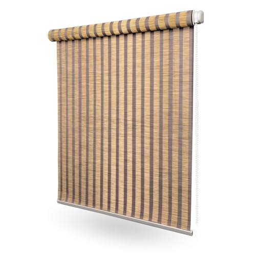 Home-Vision Bali Kollektion Klemmfix Rollo BohoRollo für Fenster & Türen (Hula,B40 x H130 cm) Natur Bambus Optik – ohne Bohren