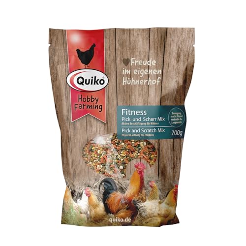 Quiko Hobby Farming Fitness Pick und Scharr Mix 700g - Hühner Beschäftigung - Bunter Mix aus hochwertigen Körnern und Aromen - unterhaltsamer Zeitvertreib