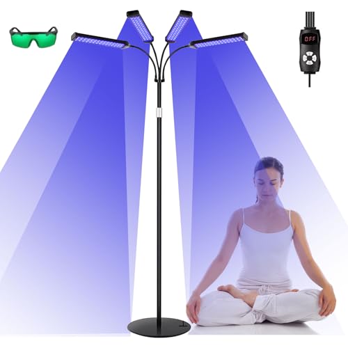 Solarium Für Zuhause,660nm & 850nm Bräunungslampe mit 540 LEDs, Verstellbare Höhe und Winkel, Zeiteinstellungen, 5 Helligkeitsstufen, 3 Modi, Hause Tageslicht für Körper und Gesicht