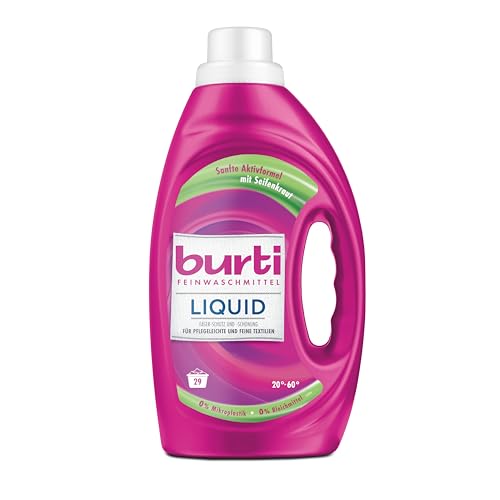 burti LIQUID Feinwaschmittel – Color Waschmittel flüssig ohne Bleichmittel & Weichspüler - Fleckenentferner - 29 Wäschen – Farb- & Faserschutz für pflegeleichte Textilien