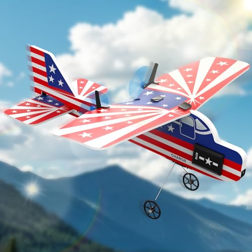 MPP-Hartschaumstoff RC Flugzeug, Flexibles Material 2,4GHz Ferngesteuertes Flugzeug 2-Kanal-RTF mit Gyro-Stabilisator, LED-Lichtleiste, 3 Ersatzbatterien, , Modellflugzeug Ferngesteuert für Anfänger