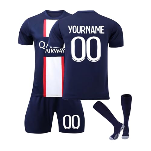 Generisch Paris Fußballtrikot Personalisiert mit Eigenem Namen/Nummer für Kinder/Erwachsener, Hause/Auswärts Fussball Trikot Shorts Socken Set Trainingsanzug für Jungen Herren