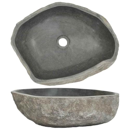 vidaXL Badezimmer-Waschbecken, 45–53x34–41x15 cm, Naturstein, Oval, Waschschale, Toilettenbecken, dekoratives handgefertigtes Steinbecken, Waschtisch, natürliche Struktur