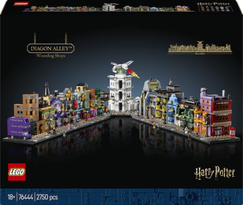 LEGO Harry Potter Die Zauberläden der Winkelgasse 76444 | Bausatz für Erwachsene, Miniaturstraße, 12 Mikrofiguren zum Sammeln inkl. Harry Potter, Draco Malfoy, Geschenk, 2750 Teile