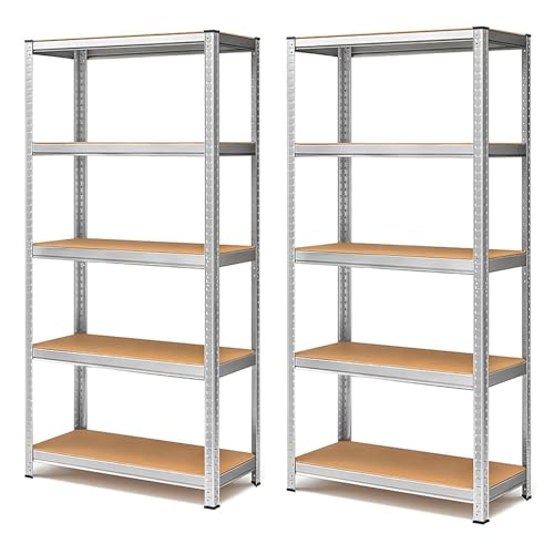 Blumixx 2X Schwerlastregal 180x90x40 mit 5 Böden – Tragkraft 875 kg pro Regal – Metall Steckregal mit MDF-Böden – Lagerregal für Keller, Werkstatt & Garage – stabil & höhenverstellbar